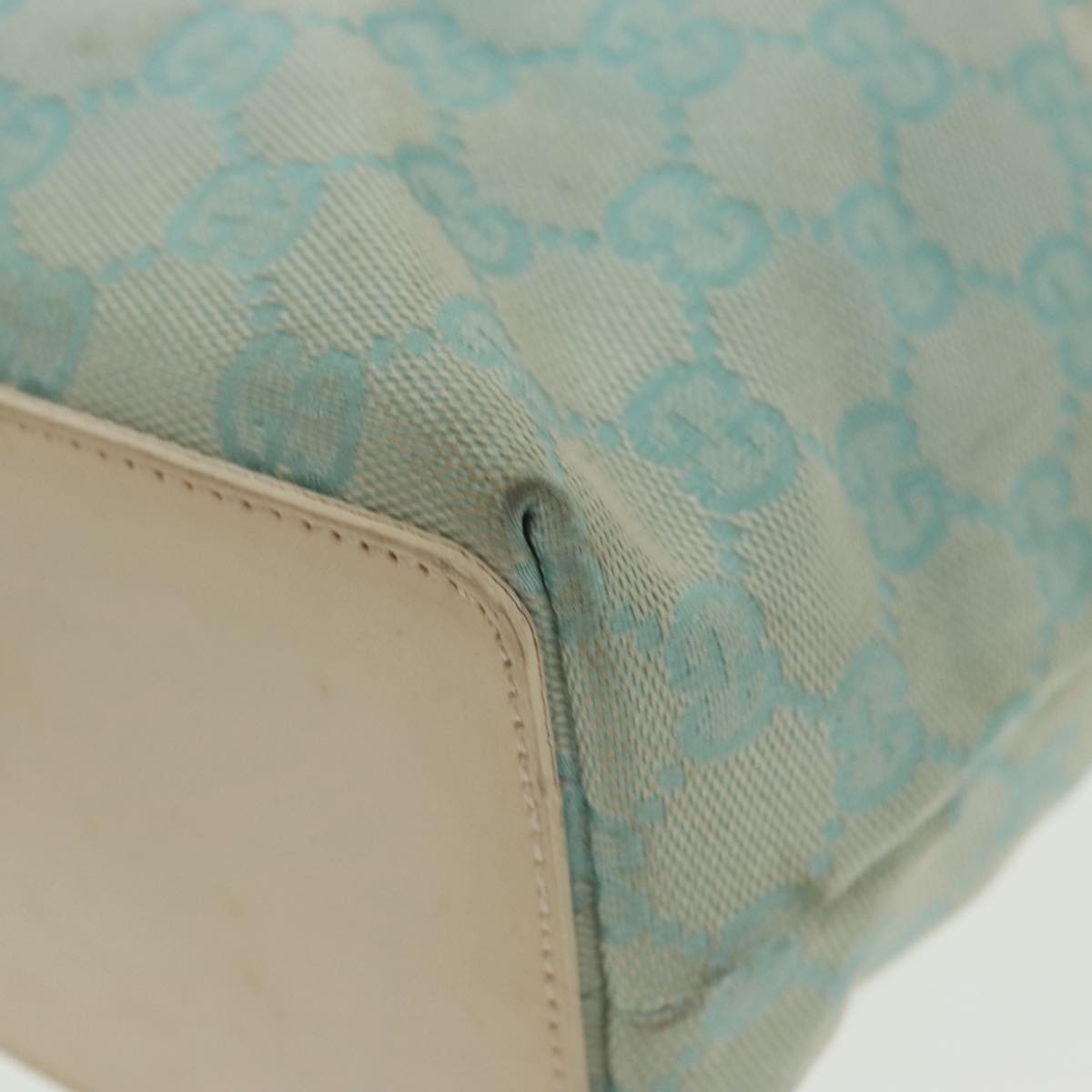 GUCCI GG Canvas Tote Bag Light Blue Gold 002 1098 100928