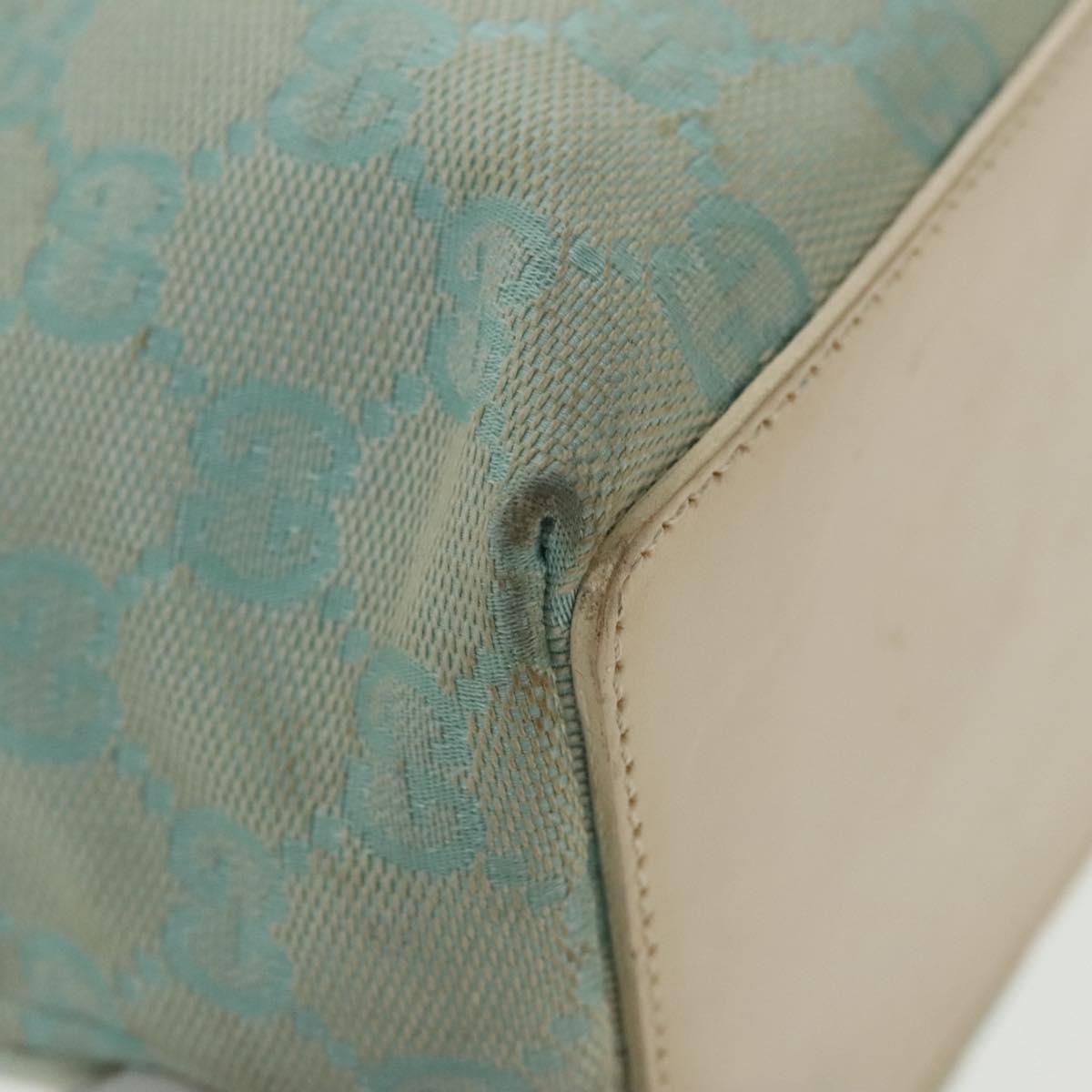 GUCCI GG Canvas Tote Bag Light Blue Gold 002 1098 100928