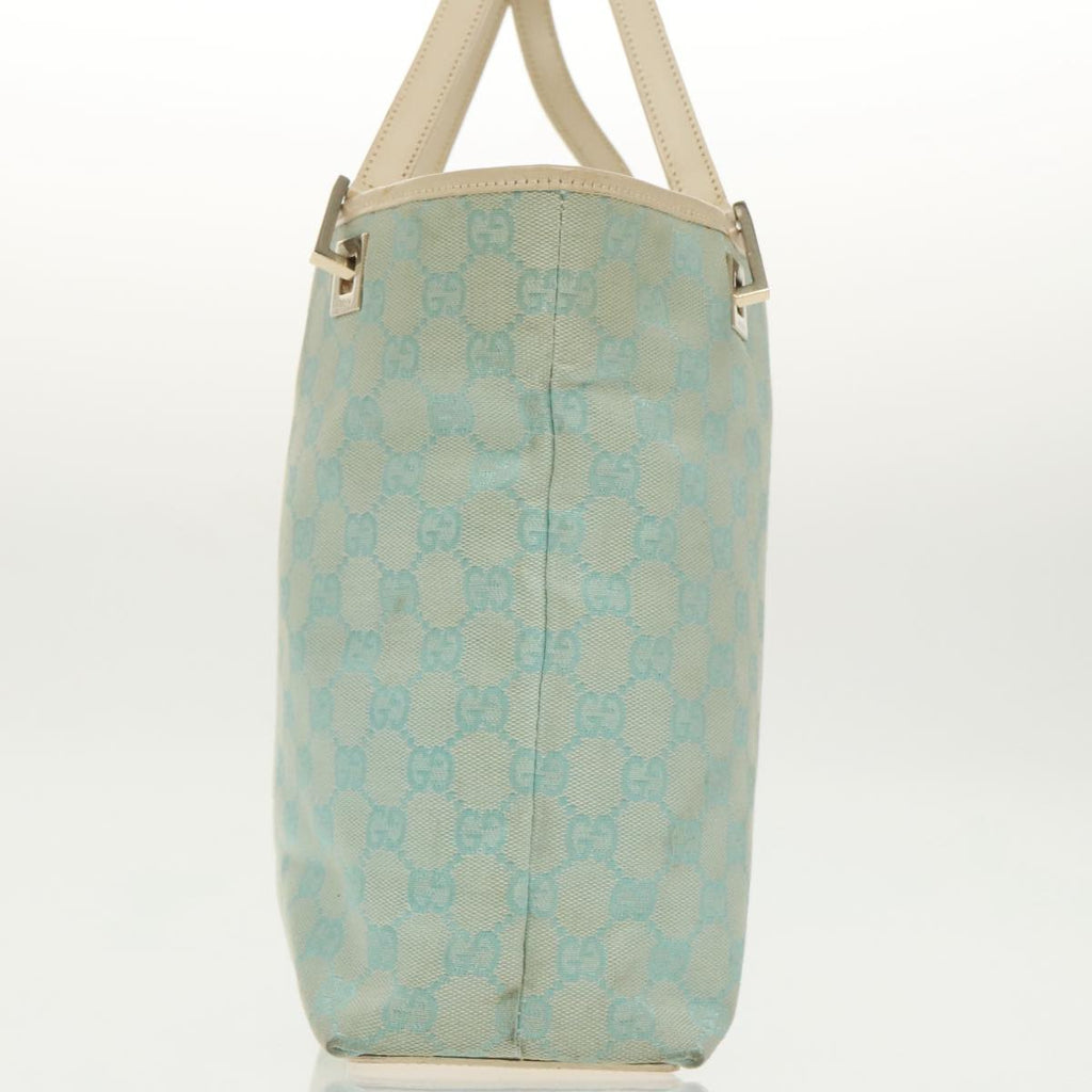 GUCCI GG Canvas Tote Bag Light Blue Gold 002 1098 100928