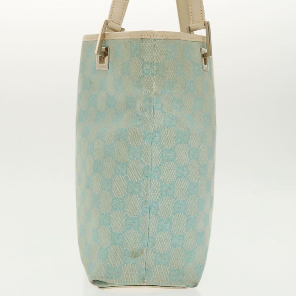 GUCCI GG Canvas Tote Bag Light Blue Gold 002 1098 100928