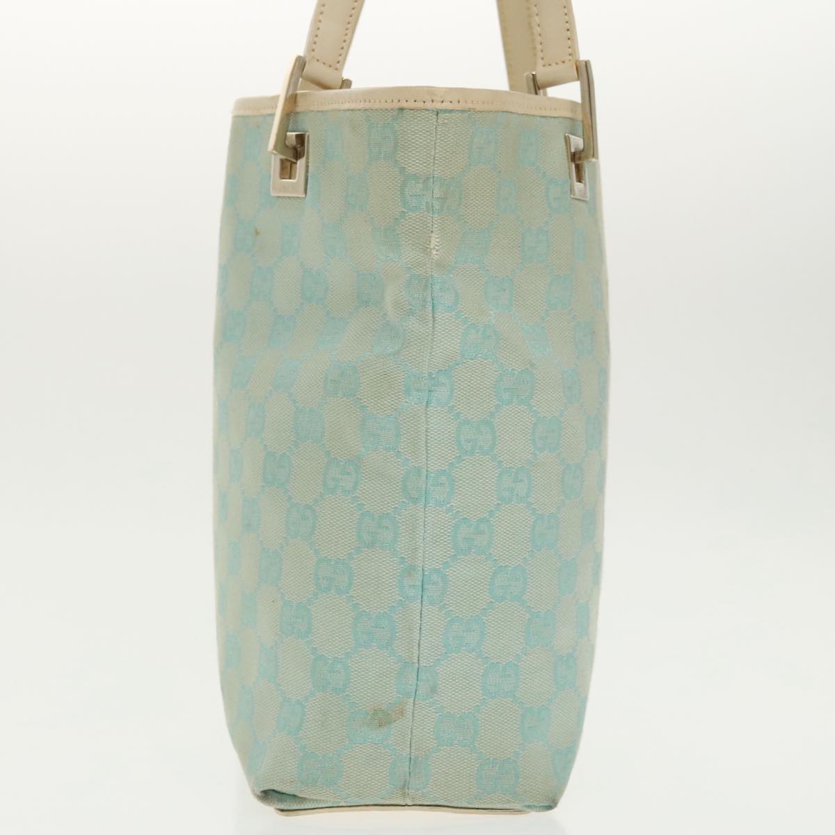 GUCCI GG Canvas Tote Bag Light Blue Gold 002 1098 100928