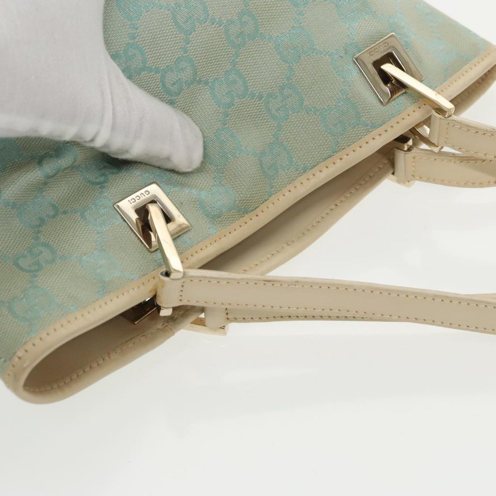 GUCCI GG Canvas Tote Bag Light Blue Gold 002 1098 100928