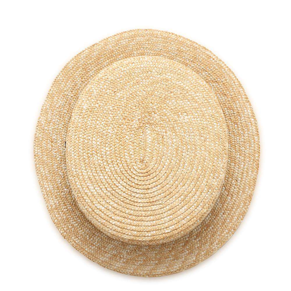CHANEL CC Logo Ribbon Straw Hat Size M Beige/Black Raffia
