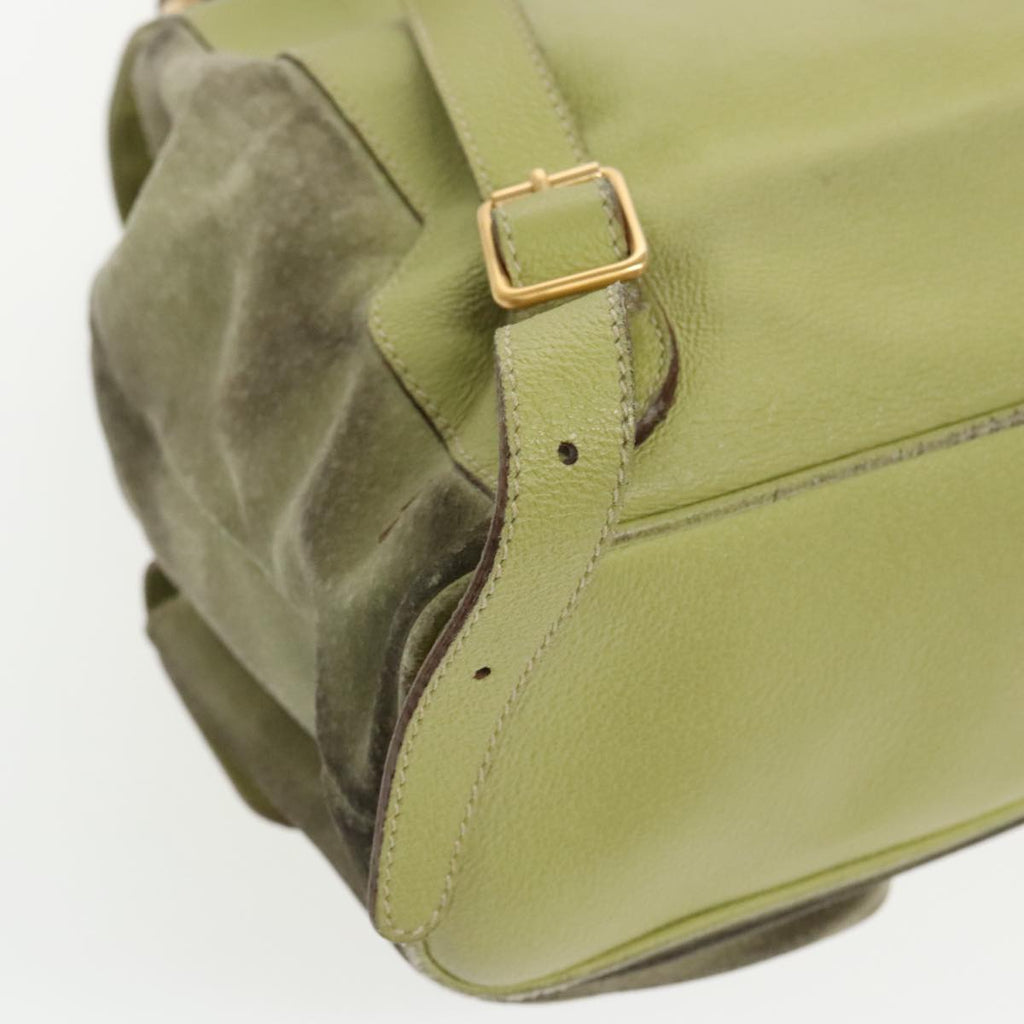 GUCCI Bamboo Backpack Suede Green Gold 003 2058 0016 100938
