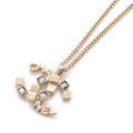 CHANEL CC Logo Necklace Champagne GoldABC817 Metal strass