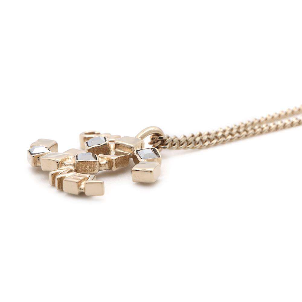 CHANEL CC Logo Necklace Champagne GoldABC817 Metal strass