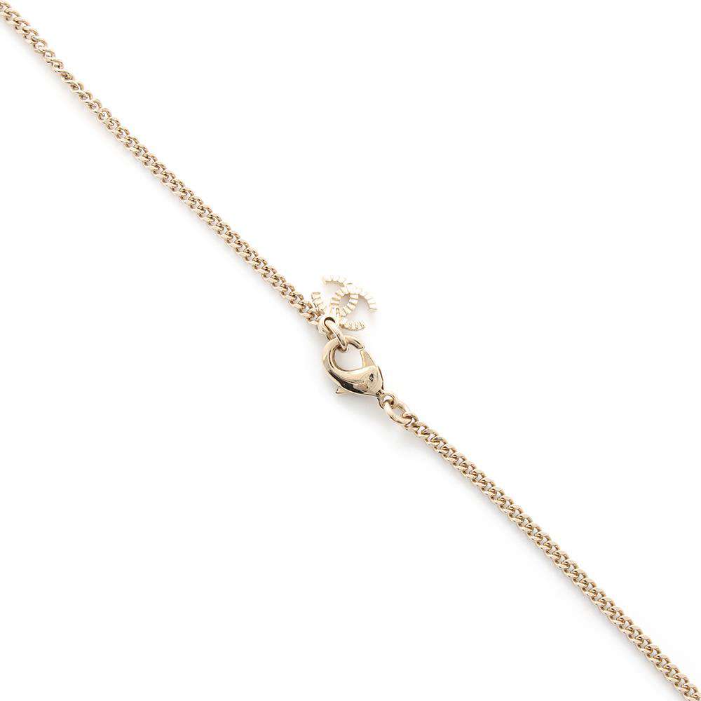 CHANEL CC Logo Necklace Champagne GoldABC817 Metal strass
