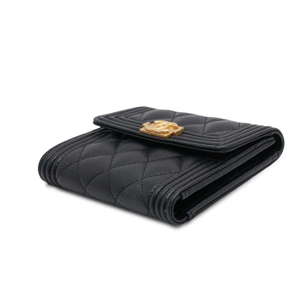 CHANEL Boy Chanel Small Flap Wallet BlackA80734 Caviar Leather