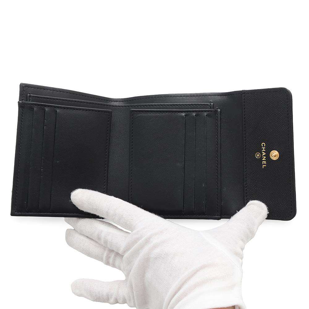 CHANEL Boy Chanel Small Flap Wallet BlackA80734 Caviar Leather