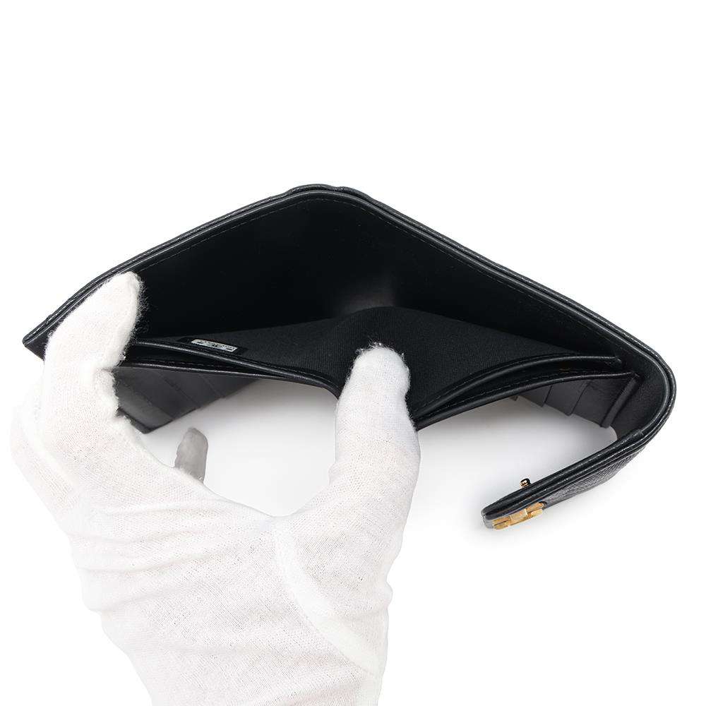 CHANEL Boy Chanel Small Flap Wallet BlackA80734 Caviar Leather