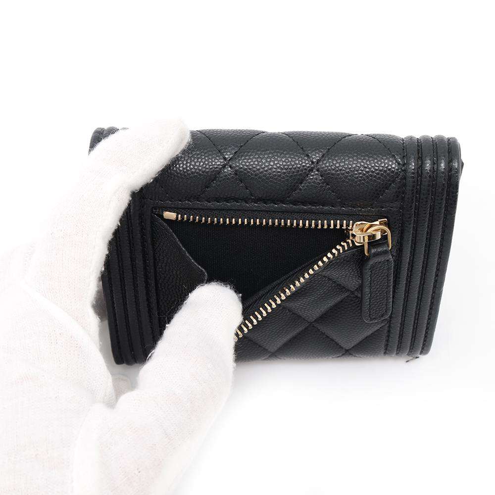 CHANEL Boy Chanel Small Flap Wallet BlackA80734 Caviar Leather