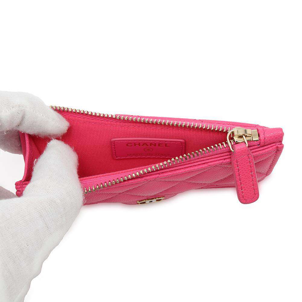 CHANEL Matelasse Coin Card Case PinkAP2570 Caviar Leather