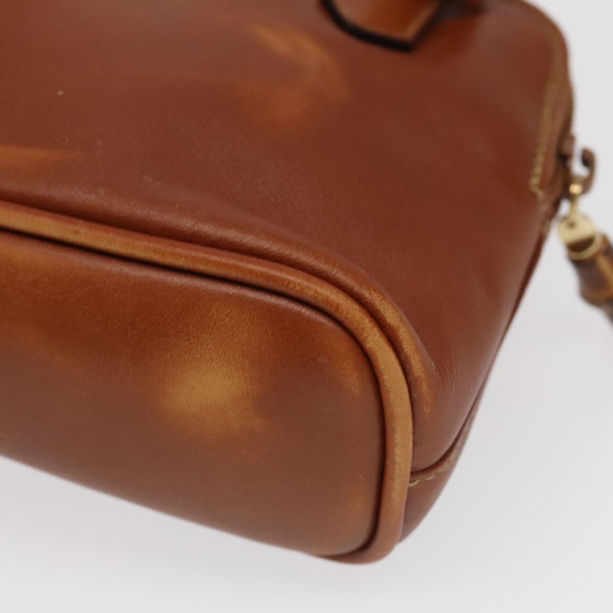 GUCCI Bamboo Hand Bag Leather 2way Brown Gold 007 2865 0231 100959