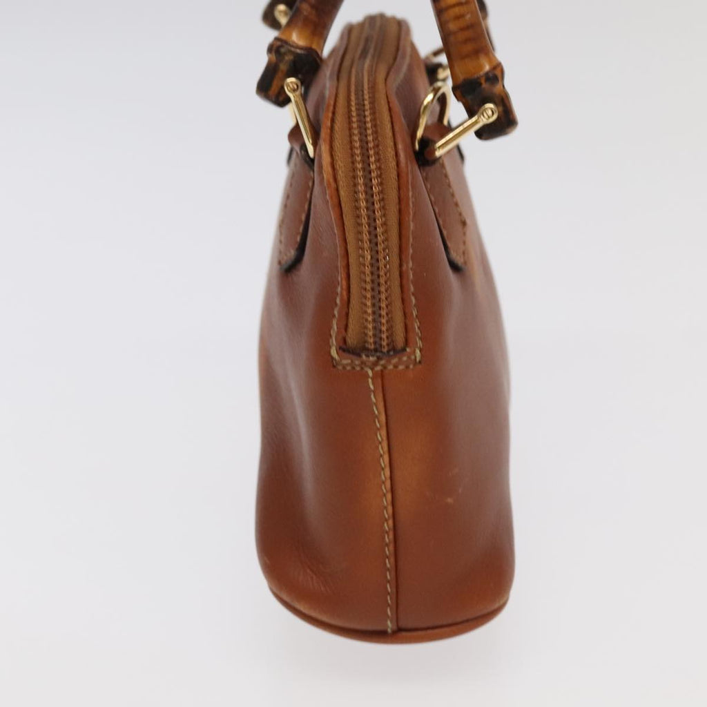 GUCCI Bamboo Hand Bag Leather 2way Brown Gold 007 2865 0231 100959
