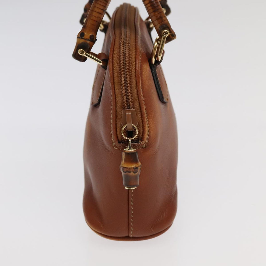 GUCCI Bamboo Hand Bag Leather 2way Brown Gold 007 2865 0231 100959