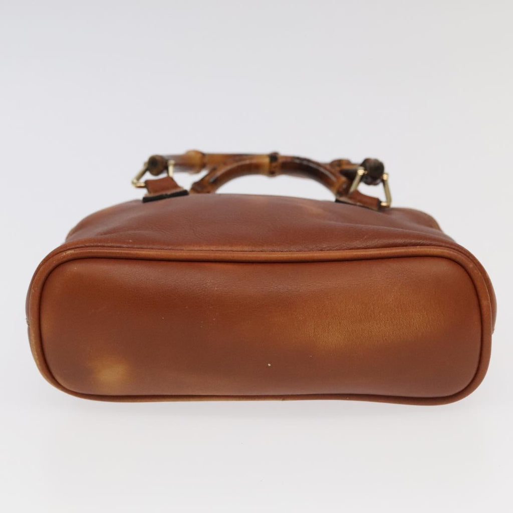 GUCCI Bamboo Hand Bag Leather 2way Brown Gold 007 2865 0231 100959
