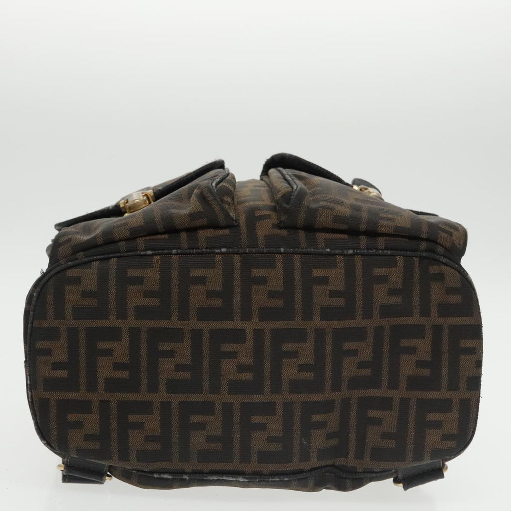 FENDI Zucca Canvas Backpack Brown Black gold 101005