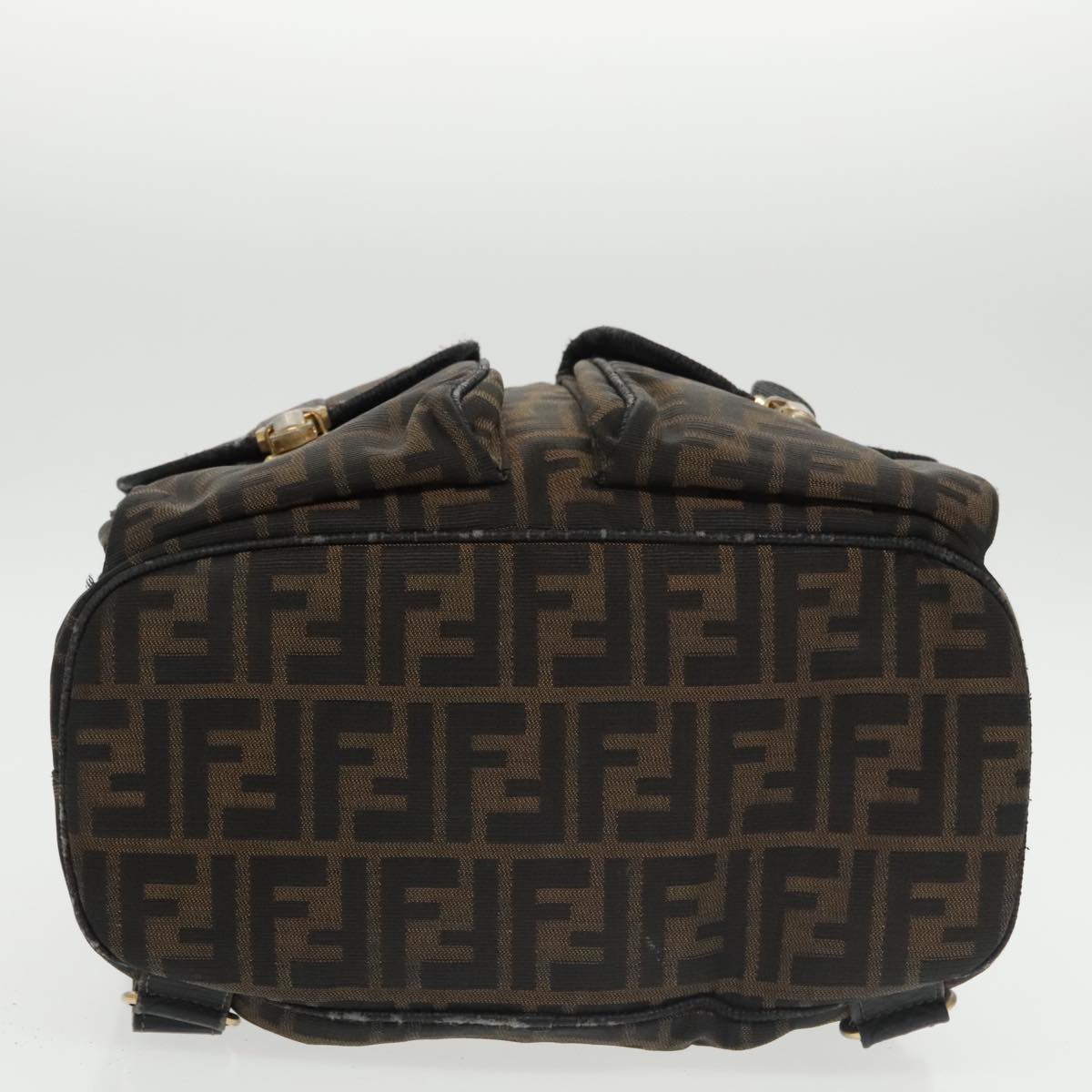 FENDI Zucca Canvas Backpack Brown Black gold 101005