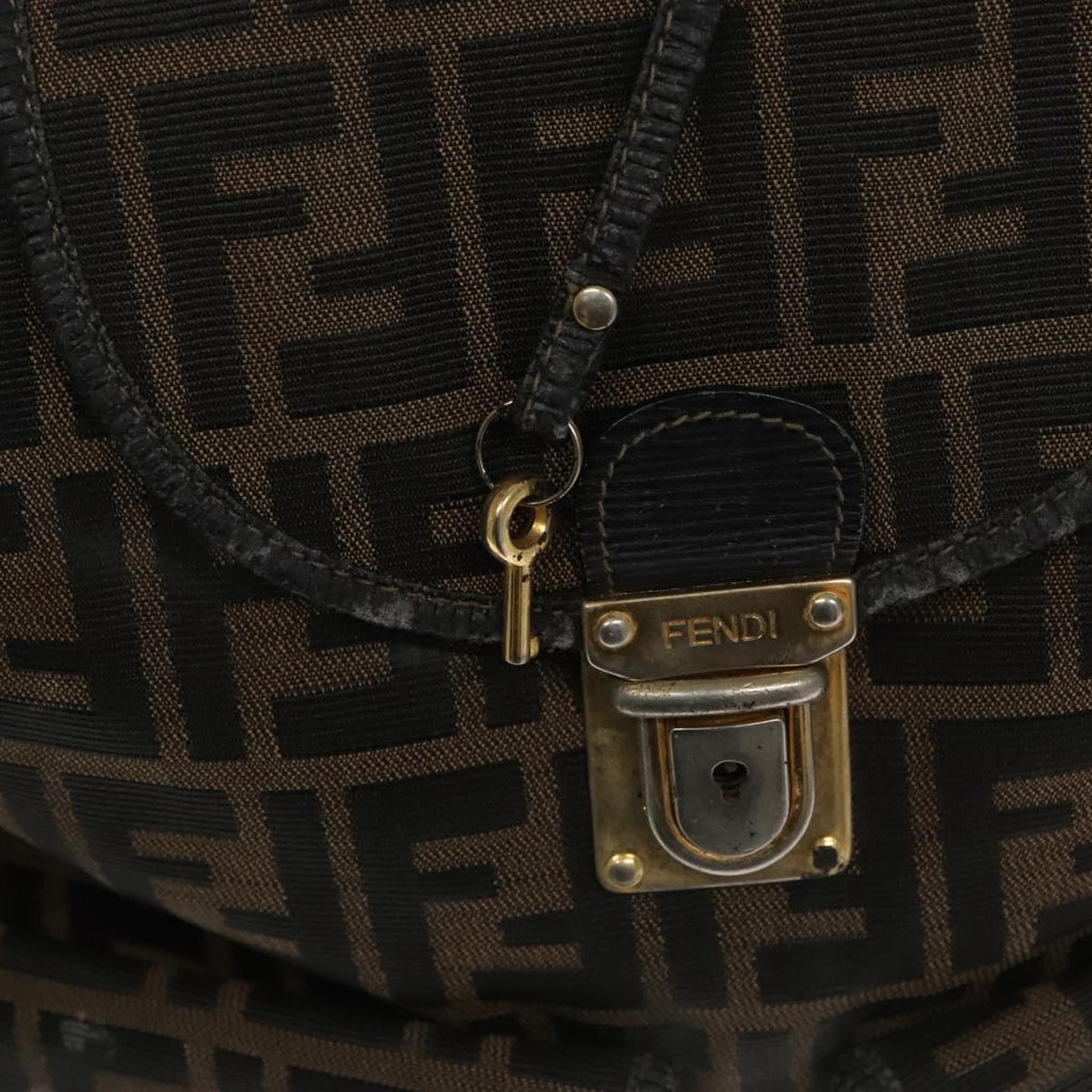 FENDI Zucca Canvas Backpack Brown Black gold 101005