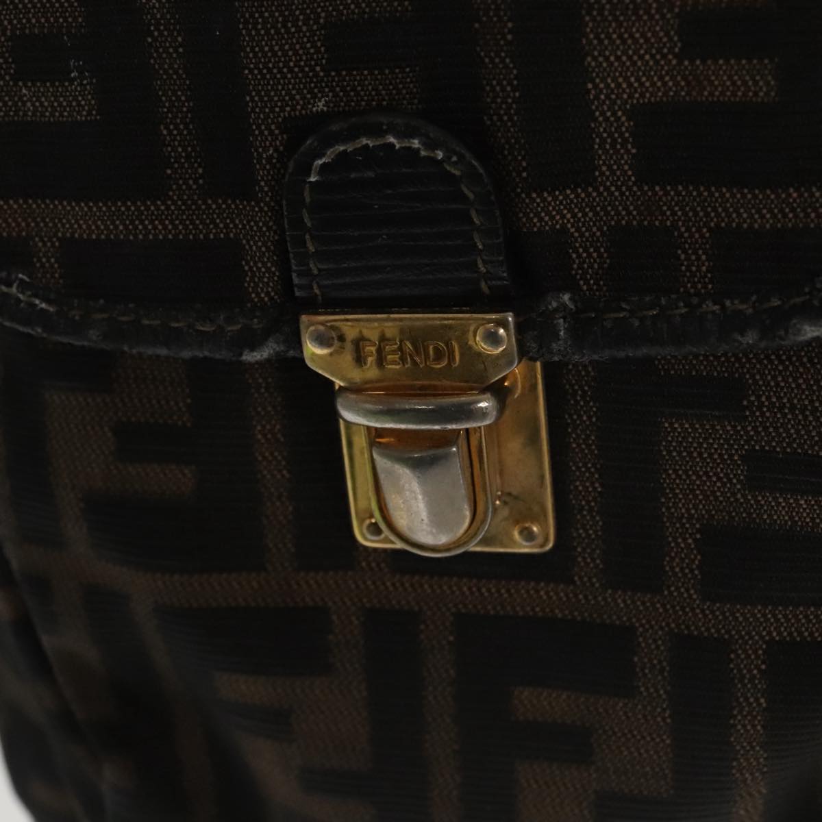 FENDI Zucca Canvas Backpack Brown Black gold 101005