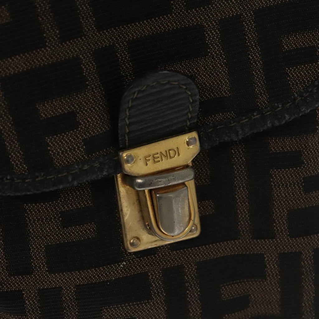 FENDI Zucca Canvas Backpack Brown Black gold 101005
