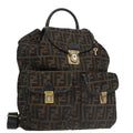 FENDI Zucca Canvas Backpack Brown Black gold 101005