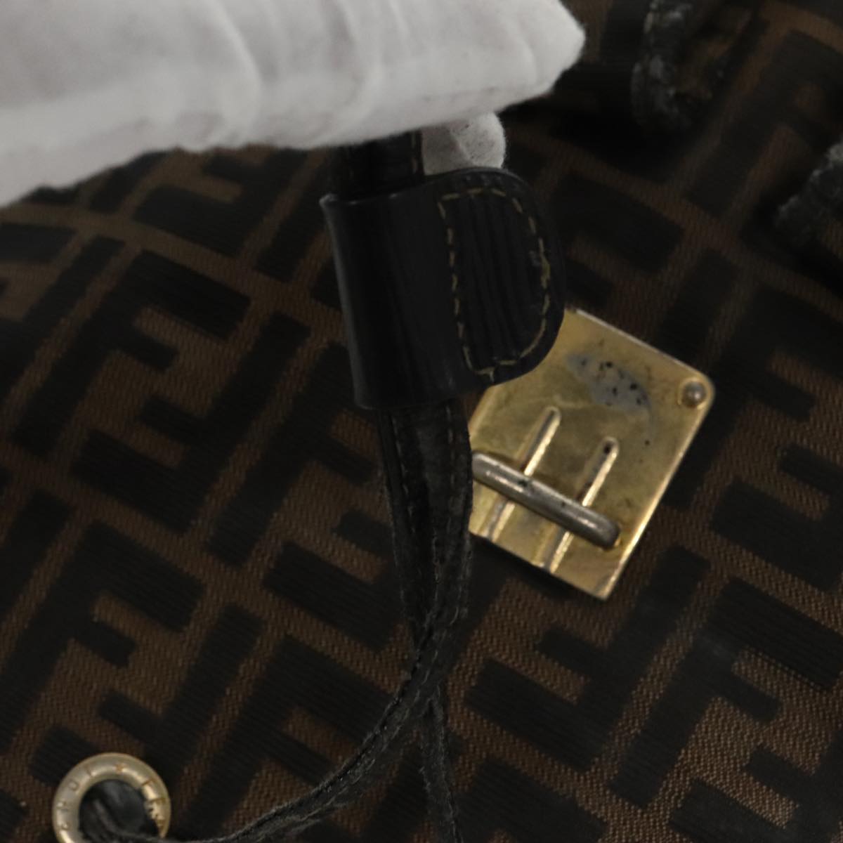 FENDI Zucca Canvas Backpack Brown Black gold 101005