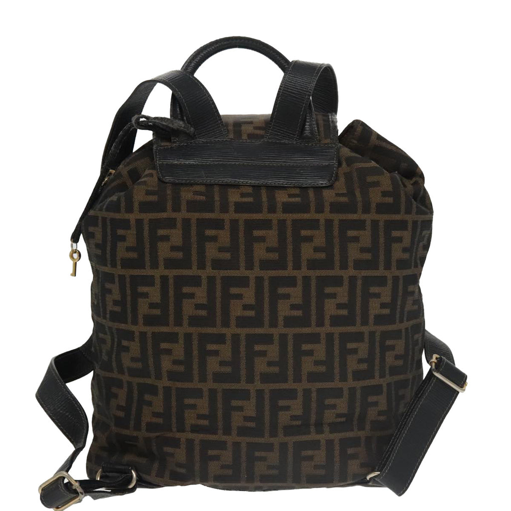 FENDI Zucca Canvas Backpack Brown Black gold 101005