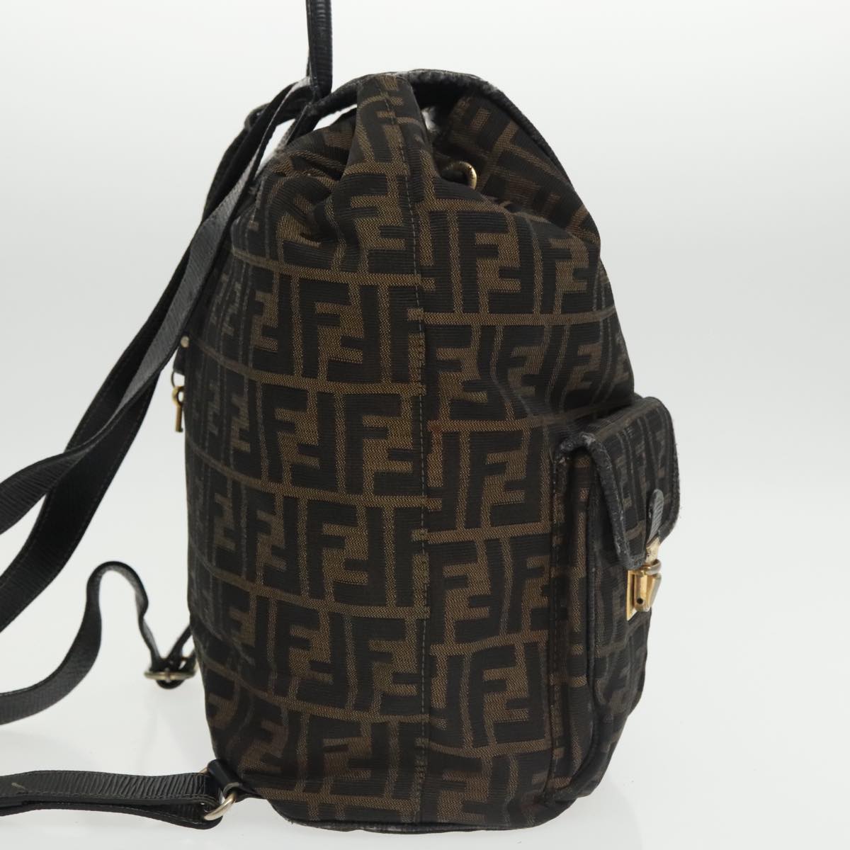 FENDI Zucca Canvas Backpack Brown Black gold 101005