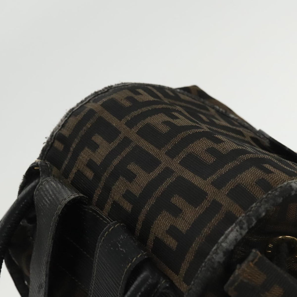FENDI Zucca Canvas Backpack Brown Black gold 101005
