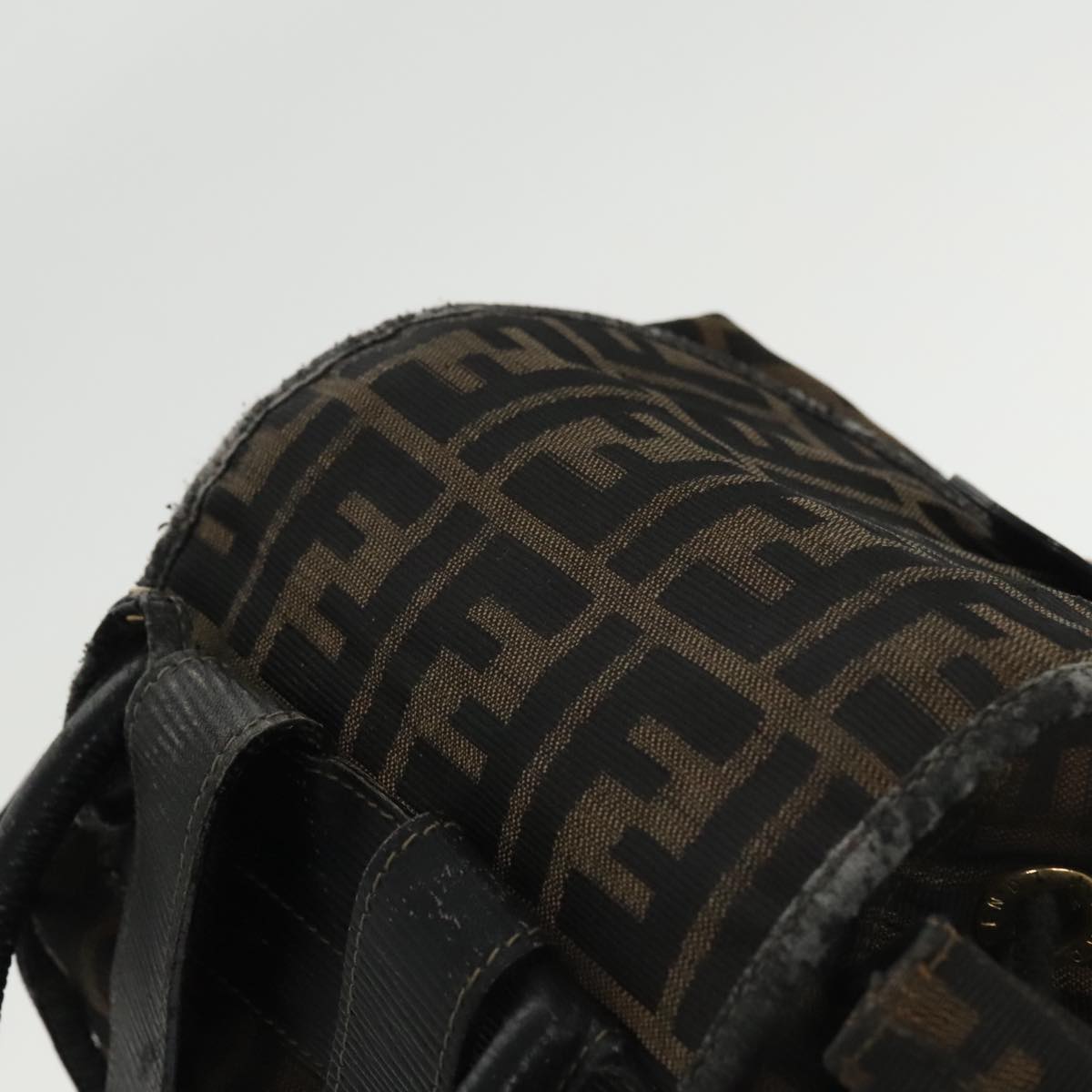 FENDI Zucca Canvas Backpack Brown Black gold 101005