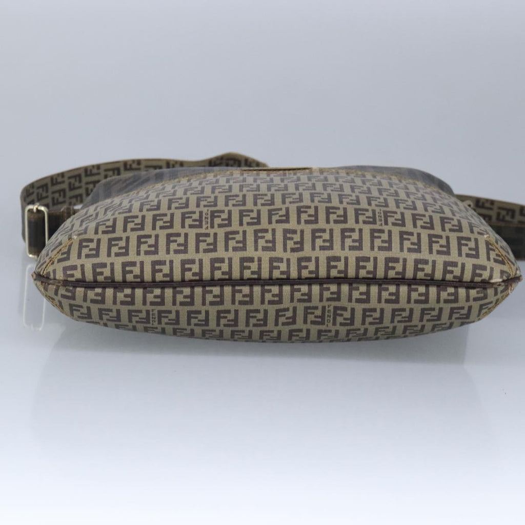 FENDI Zucca Canvas Zucchino Canvas Shoulder Bag Brown Black beige 101045