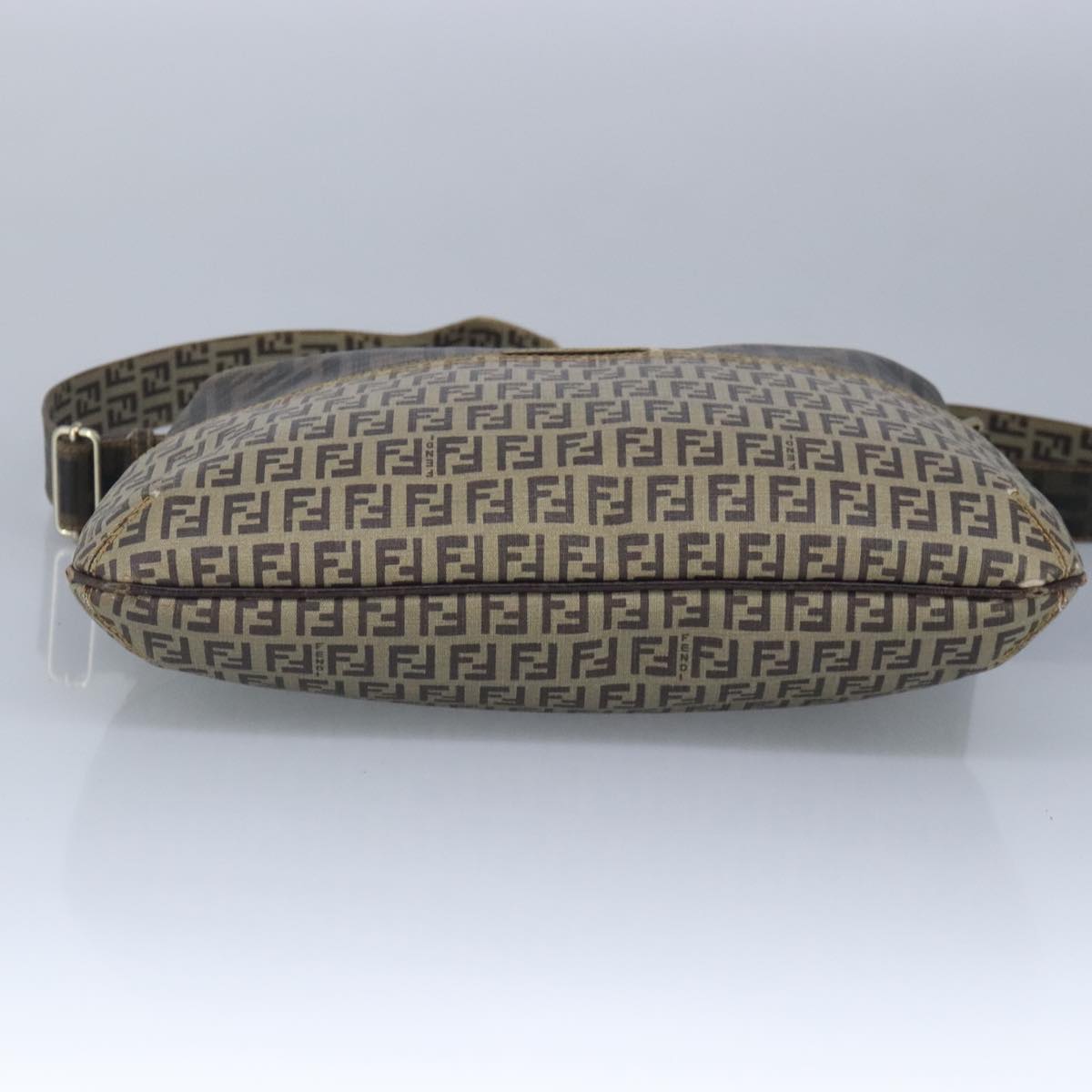 FENDI Zucca Canvas Zucchino Canvas Shoulder Bag Brown Black beige 101045