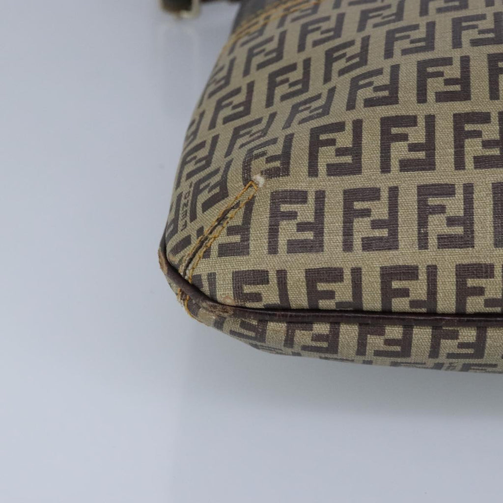 FENDI Zucca Canvas Zucchino Canvas Shoulder Bag Brown Black beige 101045