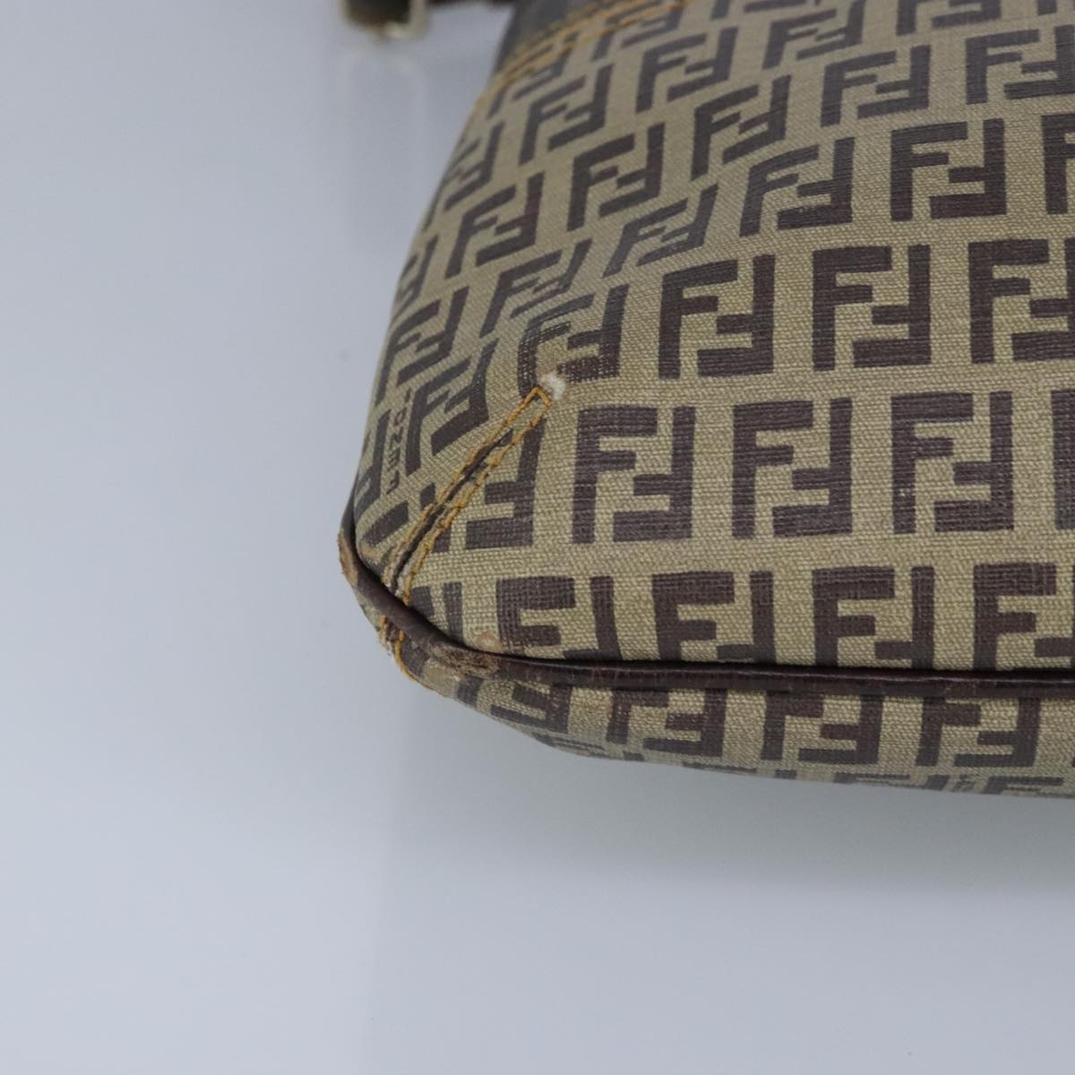 FENDI Zucca Canvas Zucchino Canvas Shoulder Bag Brown Black beige 101045