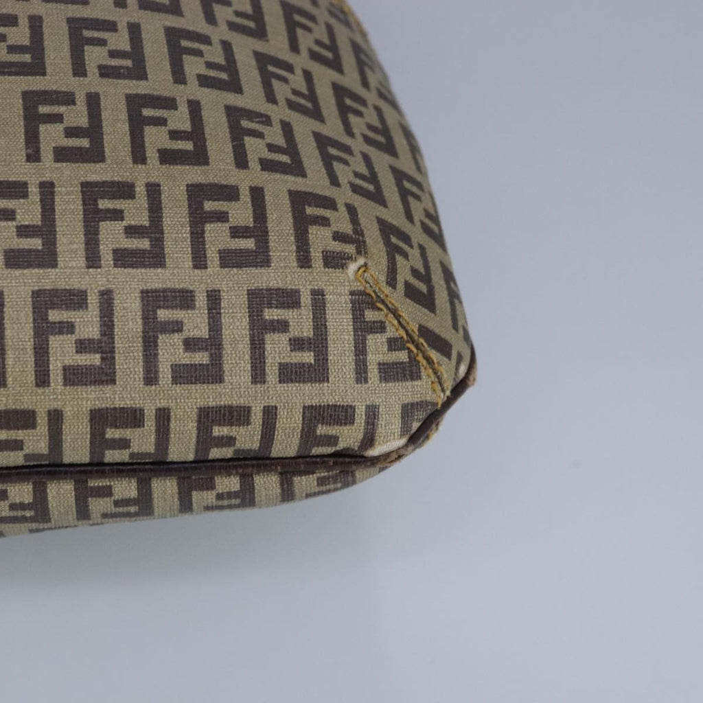 FENDI Zucca Canvas Zucchino Canvas Shoulder Bag Brown Black beige 101045