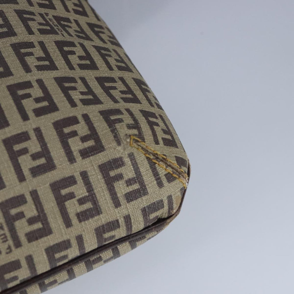 FENDI Zucca Canvas Zucchino Canvas Shoulder Bag Brown Black beige 101045