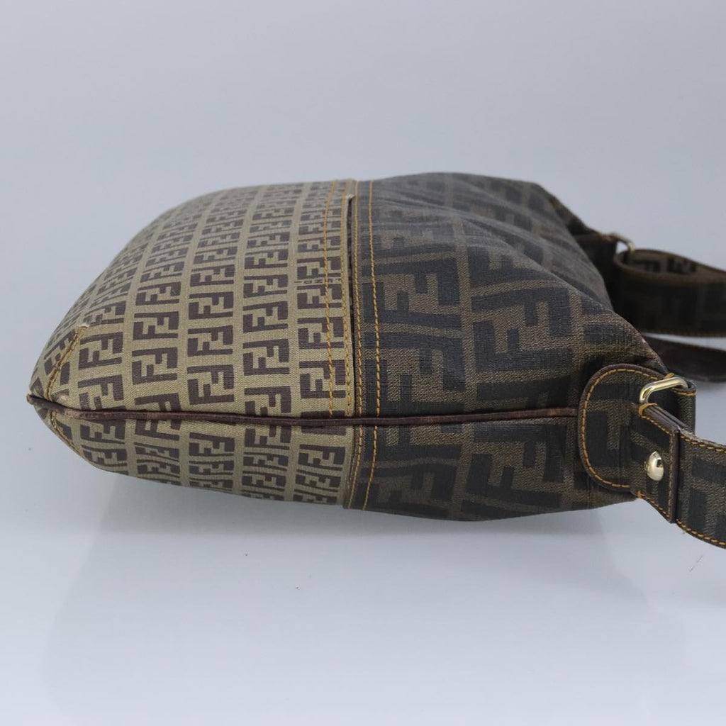 FENDI Zucca Canvas Zucchino Canvas Shoulder Bag Brown Black beige 101045