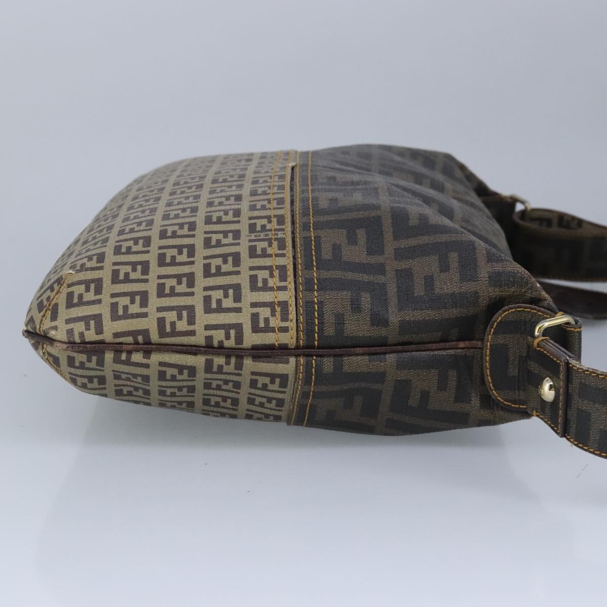 FENDI Zucca Canvas Zucchino Canvas Shoulder Bag Brown Black beige 101045