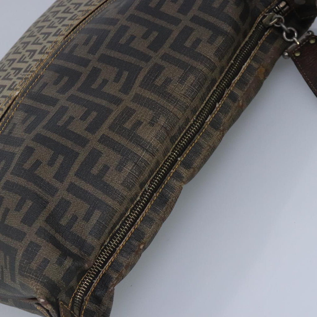 FENDI Zucca Canvas Zucchino Canvas Shoulder Bag Brown Black beige 101045