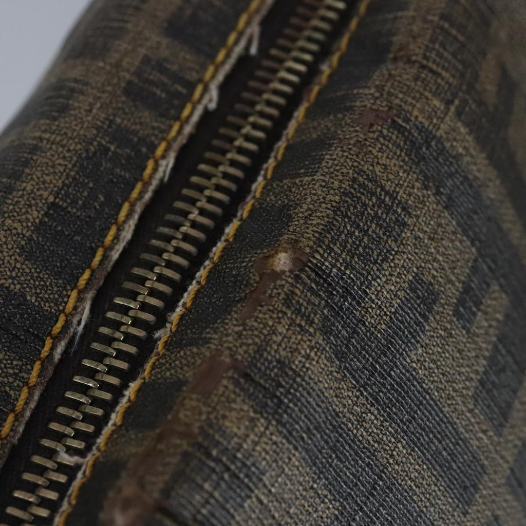 FENDI Zucca Canvas Zucchino Canvas Shoulder Bag Brown Black beige 101045