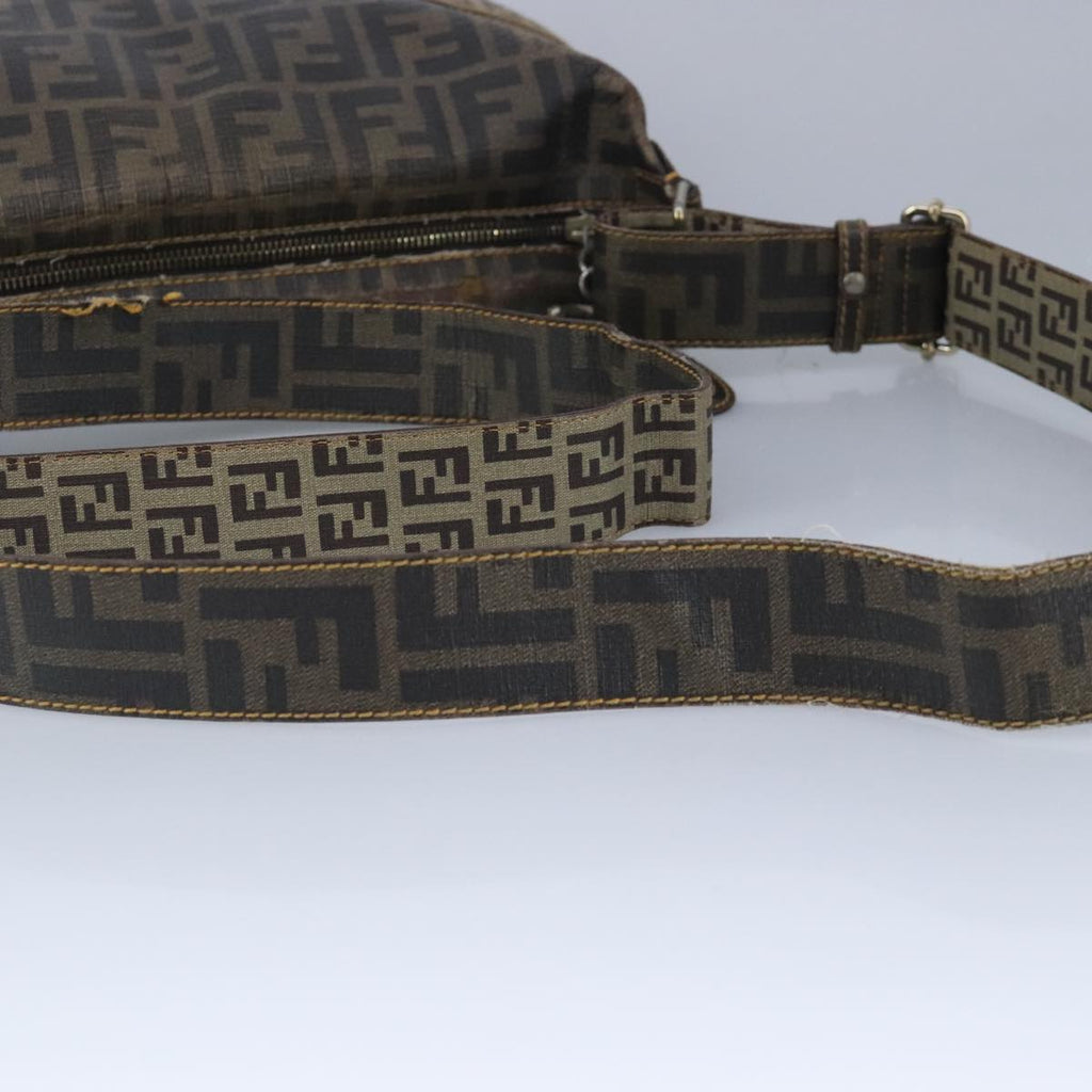 FENDI Zucca Canvas Zucchino Canvas Shoulder Bag Brown Black beige 101045