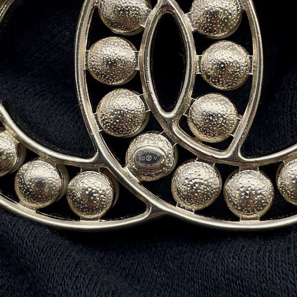 CHANEL CC Logo Faux Pearl Brooch Champagne GoldA64978 Metal