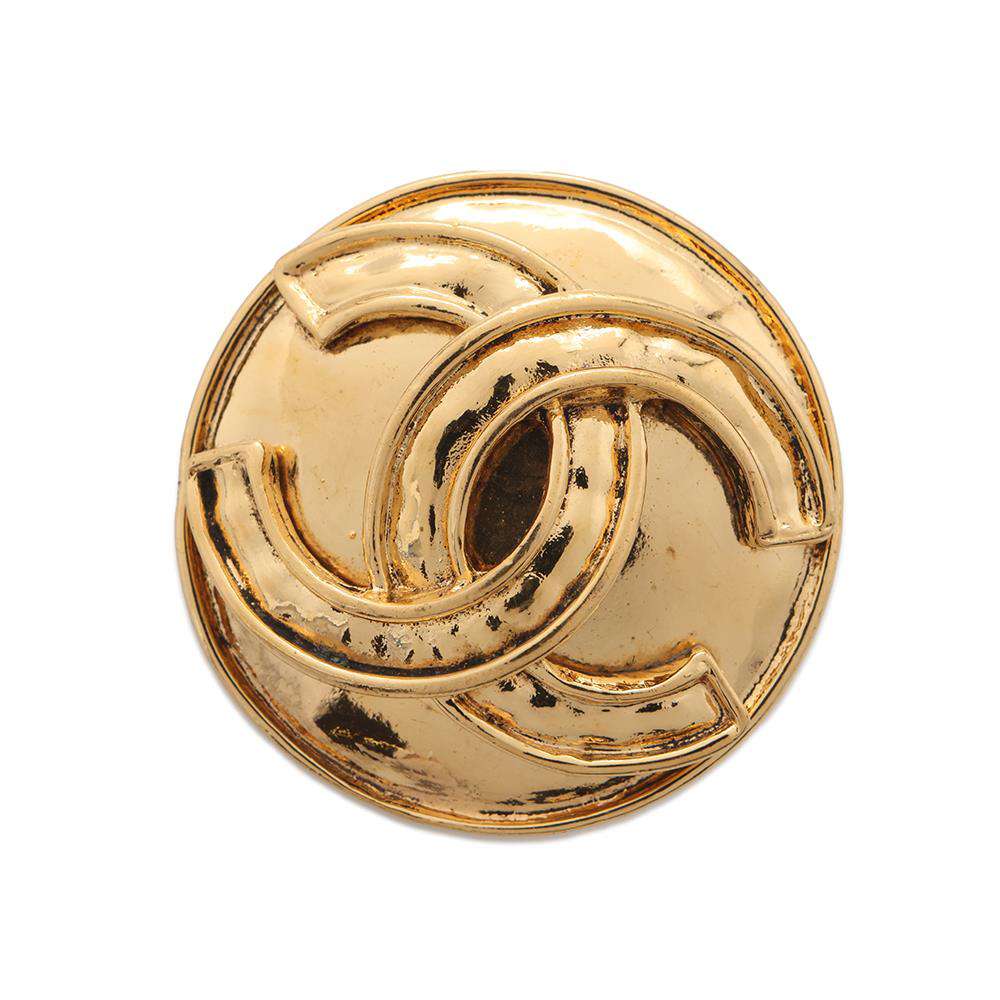 CHANEL CC Logo Brooch Gold Metal
