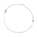 CHANEL Faux Pearl Teardrop Long Necklace Antique SilverABD851 Metal