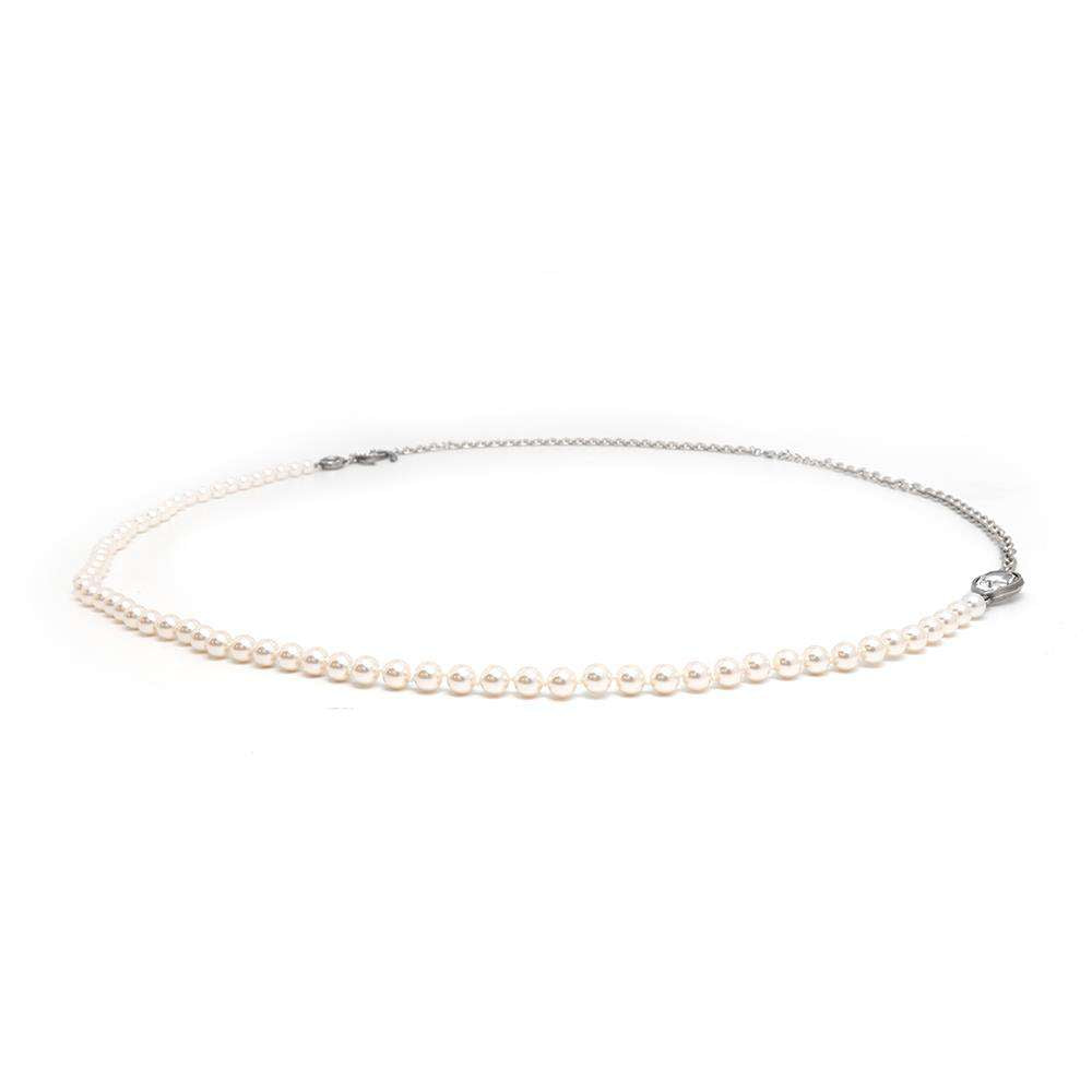 CHANEL Faux Pearl Teardrop Long Necklace Antique SilverABD851 Metal