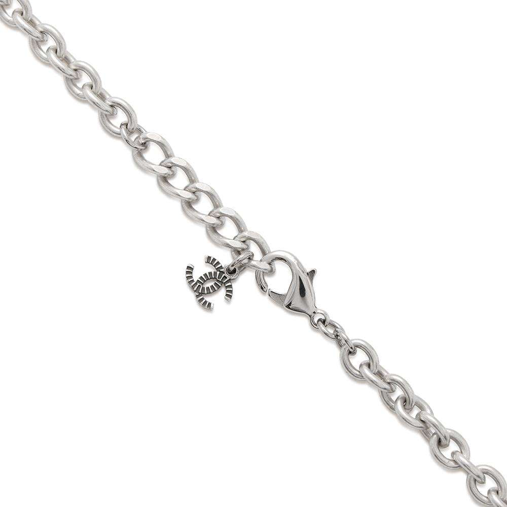 CHANEL Faux Pearl Teardrop Long Necklace Antique SilverABD851 Metal