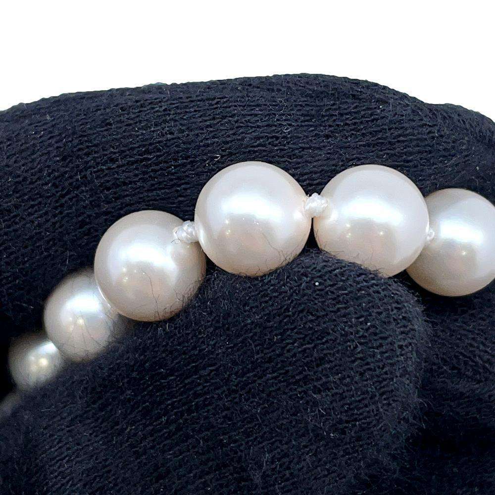 CHANEL Faux Pearl Teardrop Long Necklace Antique SilverABD851 Metal