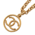 CHANEL CC Logo Necklace Gold Metal