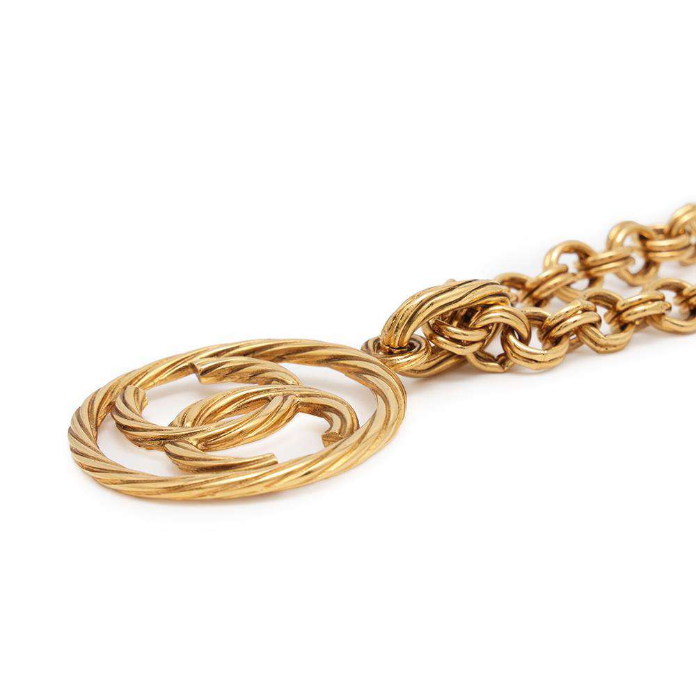 CHANEL CC Logo Necklace Gold Metal